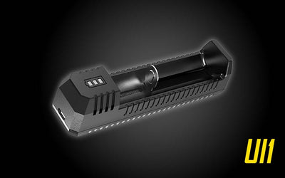 Nitecore UI1 Single Slot USB Charger, for 18650, 21700, 18350, 20700 etc Batteries